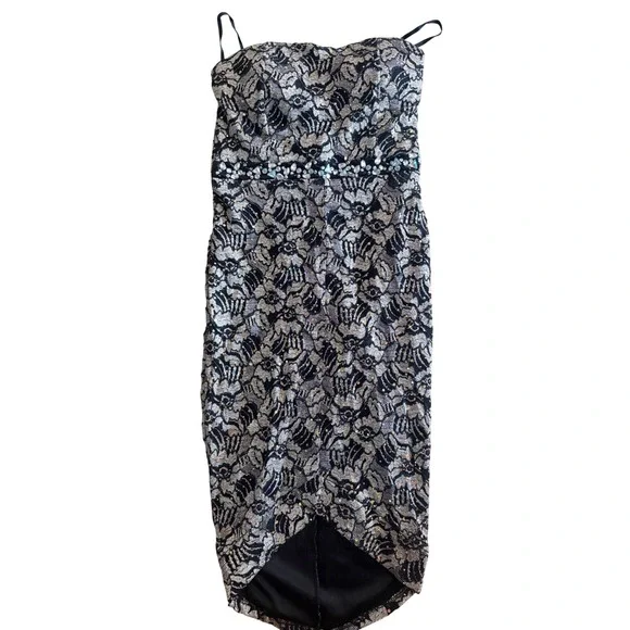 Y2K Sexy Vintage La Scala Lace Sequin Rhinestone Cocktail Dress Size Small/XS - Picture 1 of 5